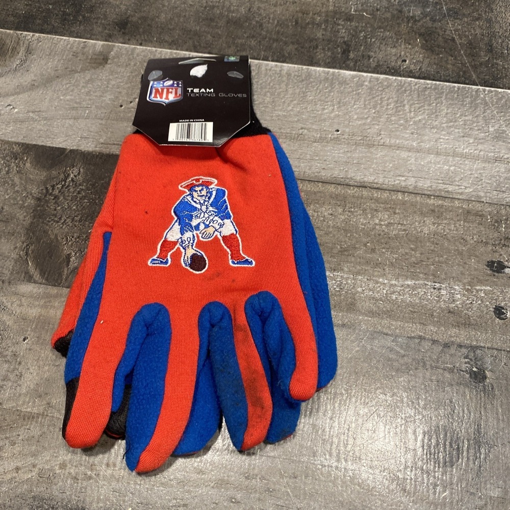 New England Patriots Gloves Sports Logo Utility Work TEXTING FINGER TIP - RETRO